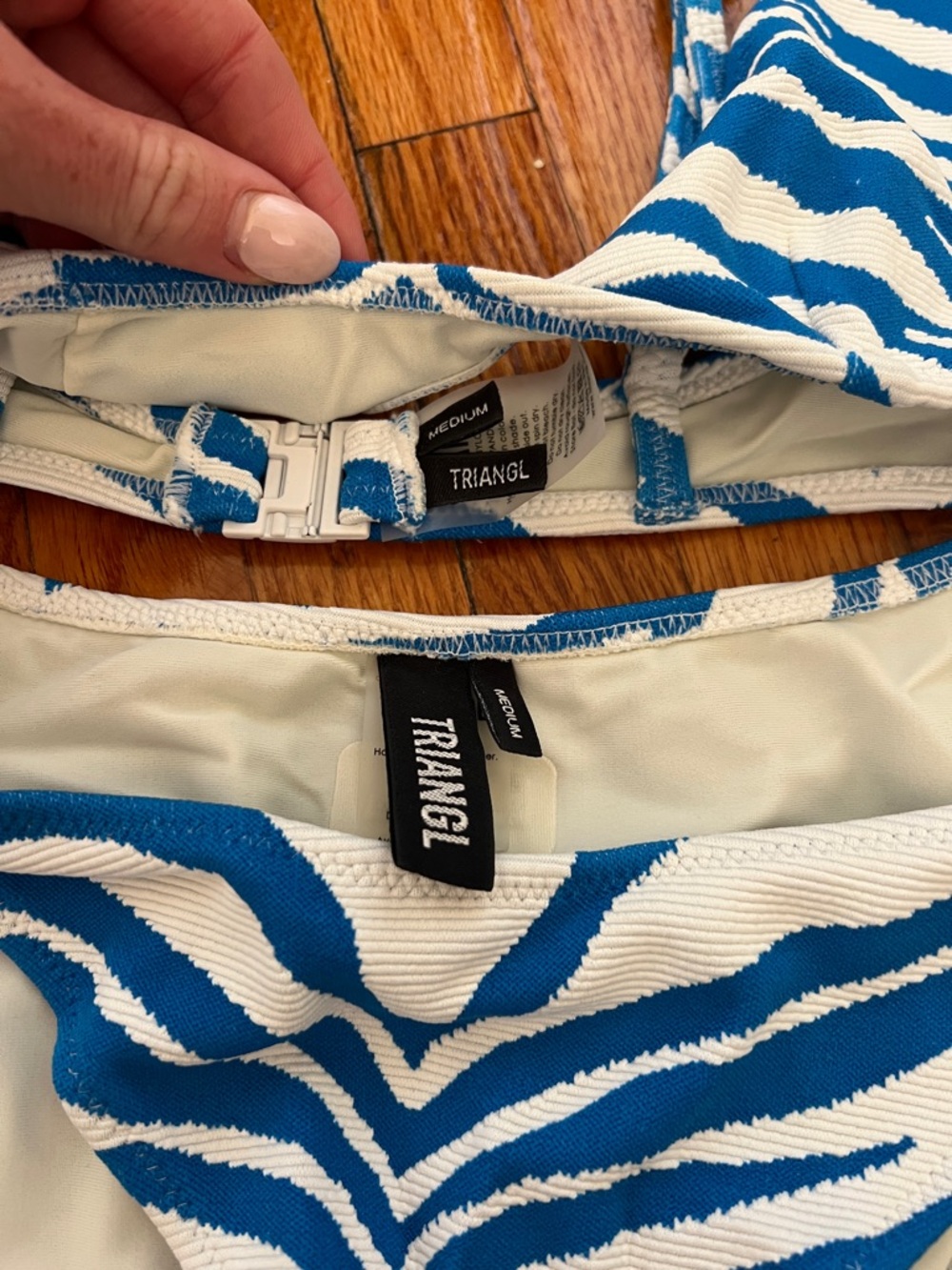 Triangl Blue & White Zebra Print Bikini Set - Picture 2 of 4